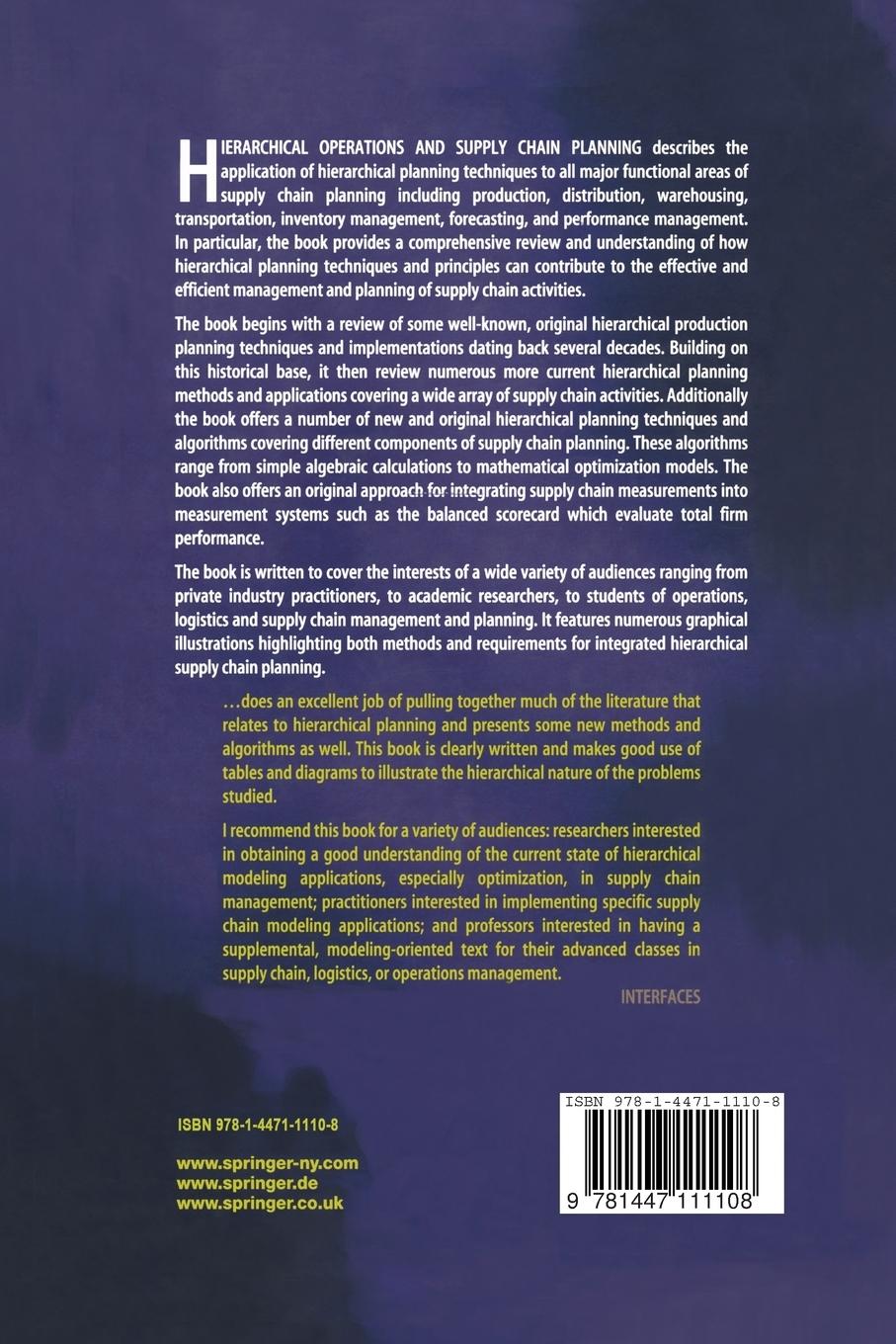 Rückseitencover Hierarchical Operations and Supply Chain Planning