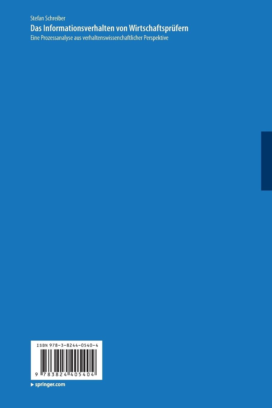 Rückseitencover Das Informationsverhalten von Wirtschaftsprüfern