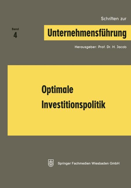 Vorderes Coverbild Optimale Investitionspolitik