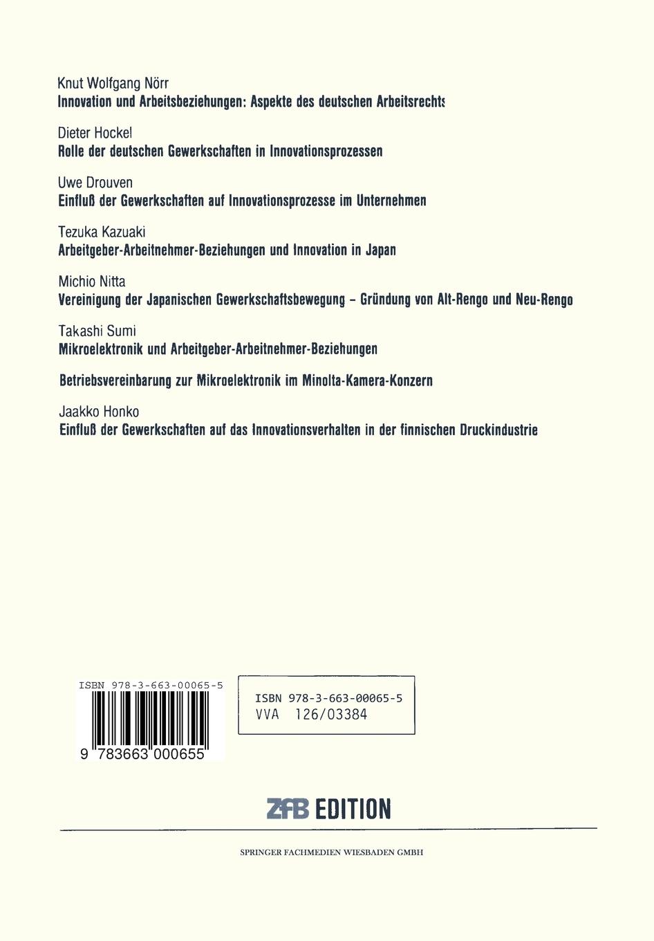 Rückseitencover Innovationen und Gewerkschaften