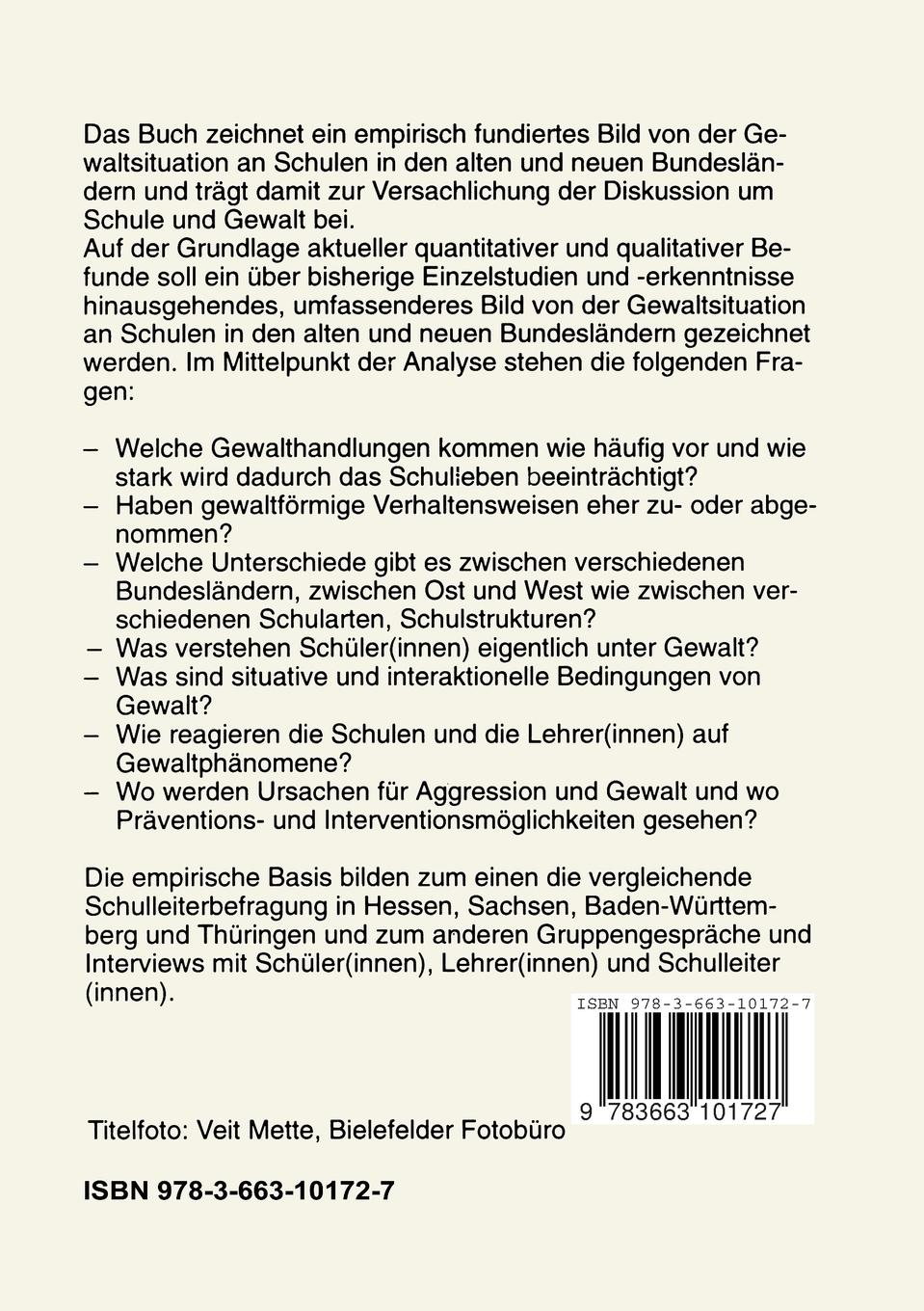 Rückseitencover Gewalt an Schulen