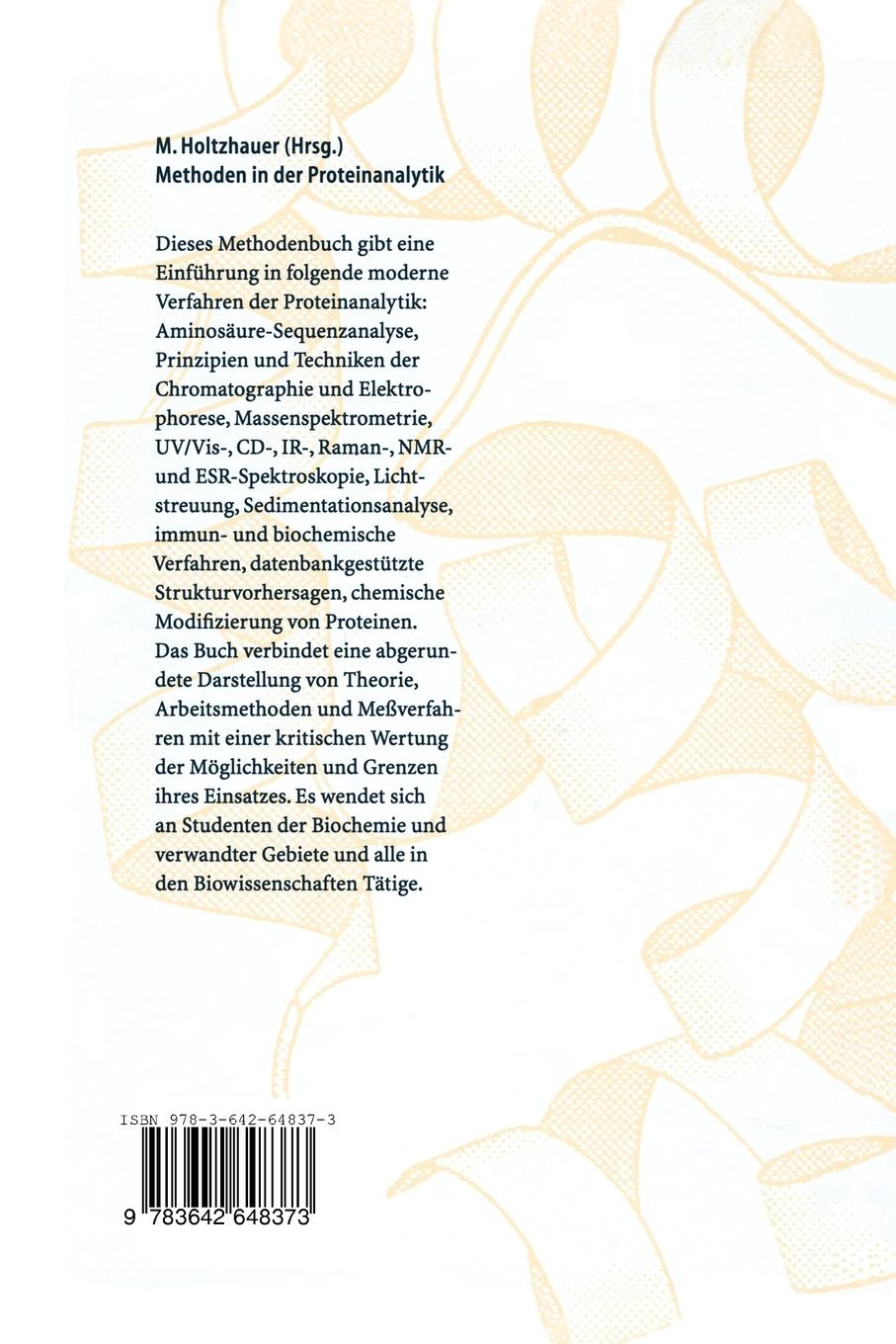 Rückseitencover Methoden in der Proteinanalytik