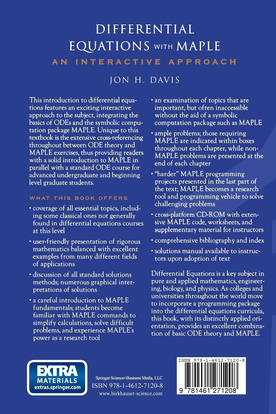 Rückseitencover Differential Equations with Maple