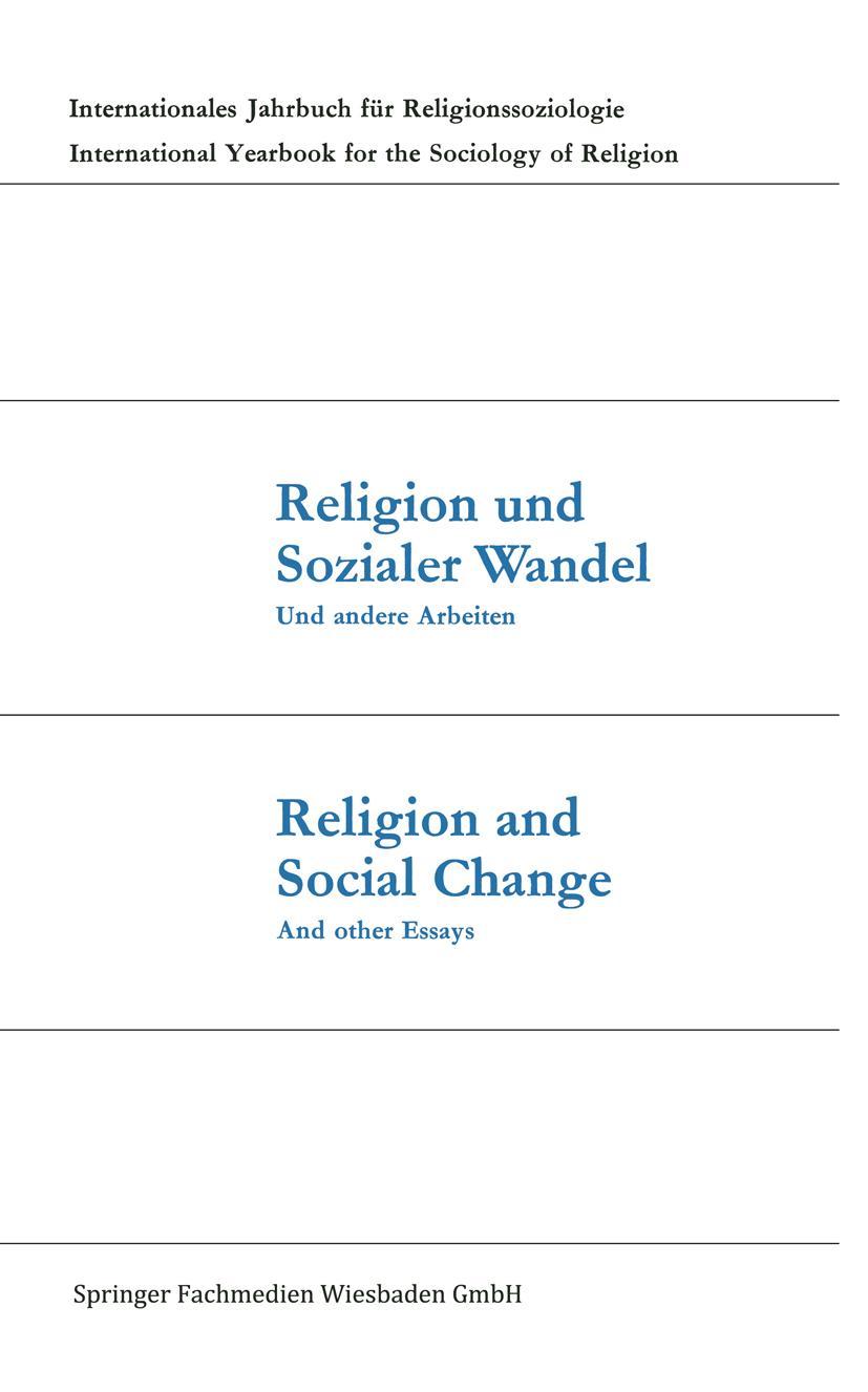 Vorderes Coverbild Religion und Sozialer Wandel Und andere Arbeiten / Religion and Social Change And other Essays
