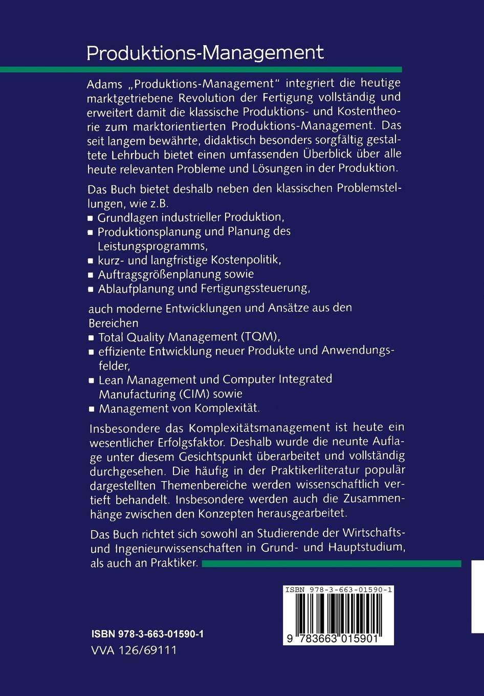 Rückseitencover Produktions-Management