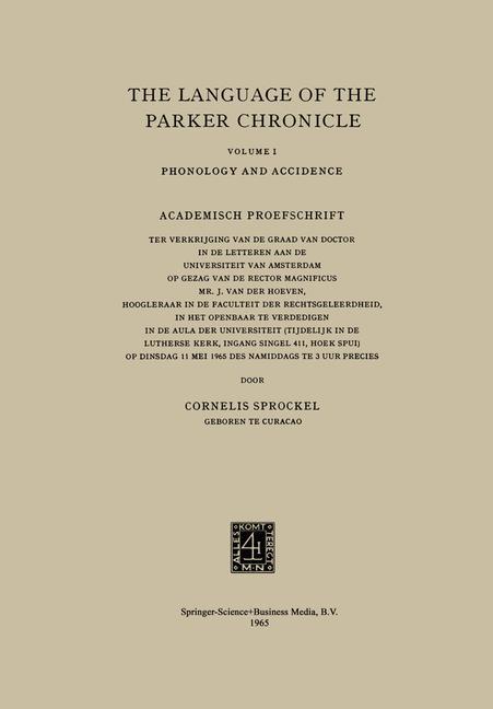 Vorderes Coverbild The Language of the Parker Chronicle
