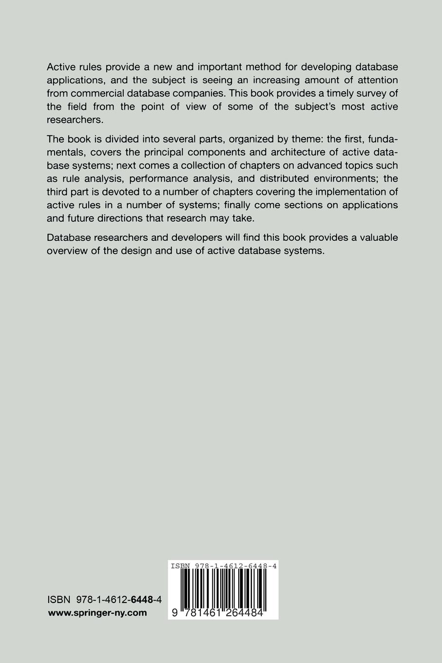 Rückseitencover Active Rules in Database Systems