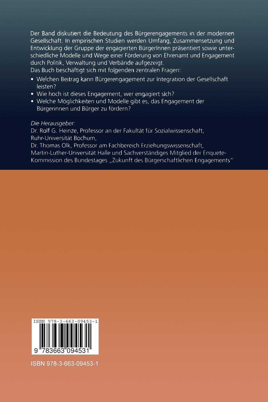 Rückseitencover Bürgerengagement in Deutschland