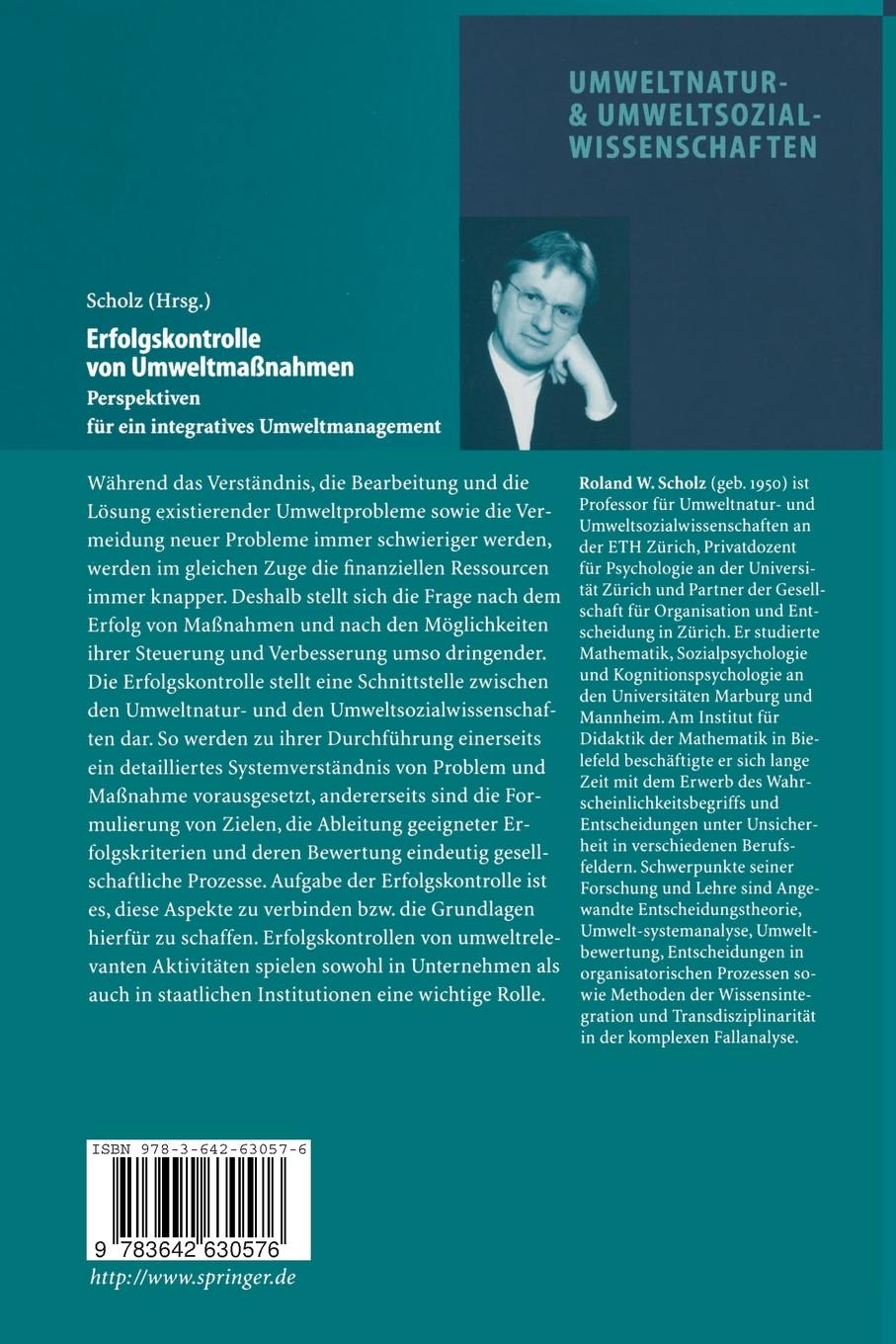 Rückseitencover Erfolgskontrolle von Umweltmaßnahmen