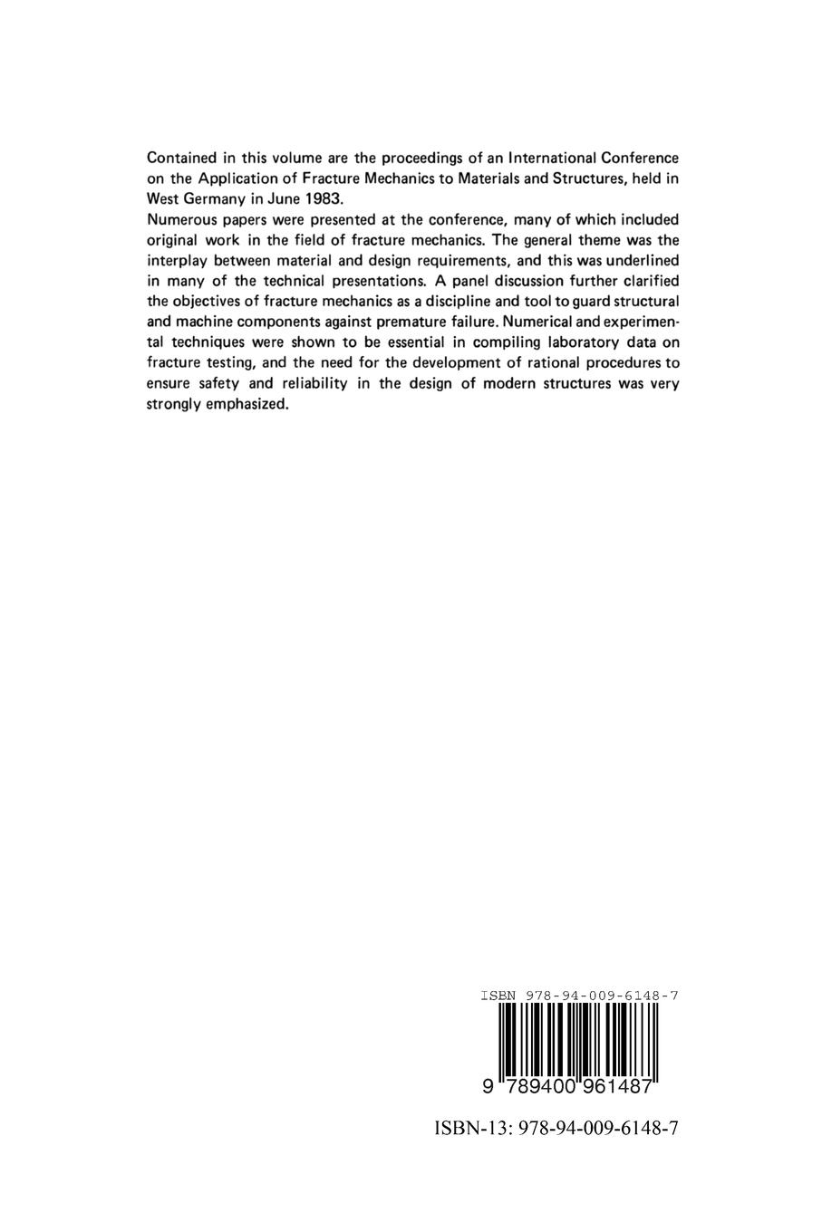 Rückseitencover Application of Fracture Mechanics to Materials and Structures