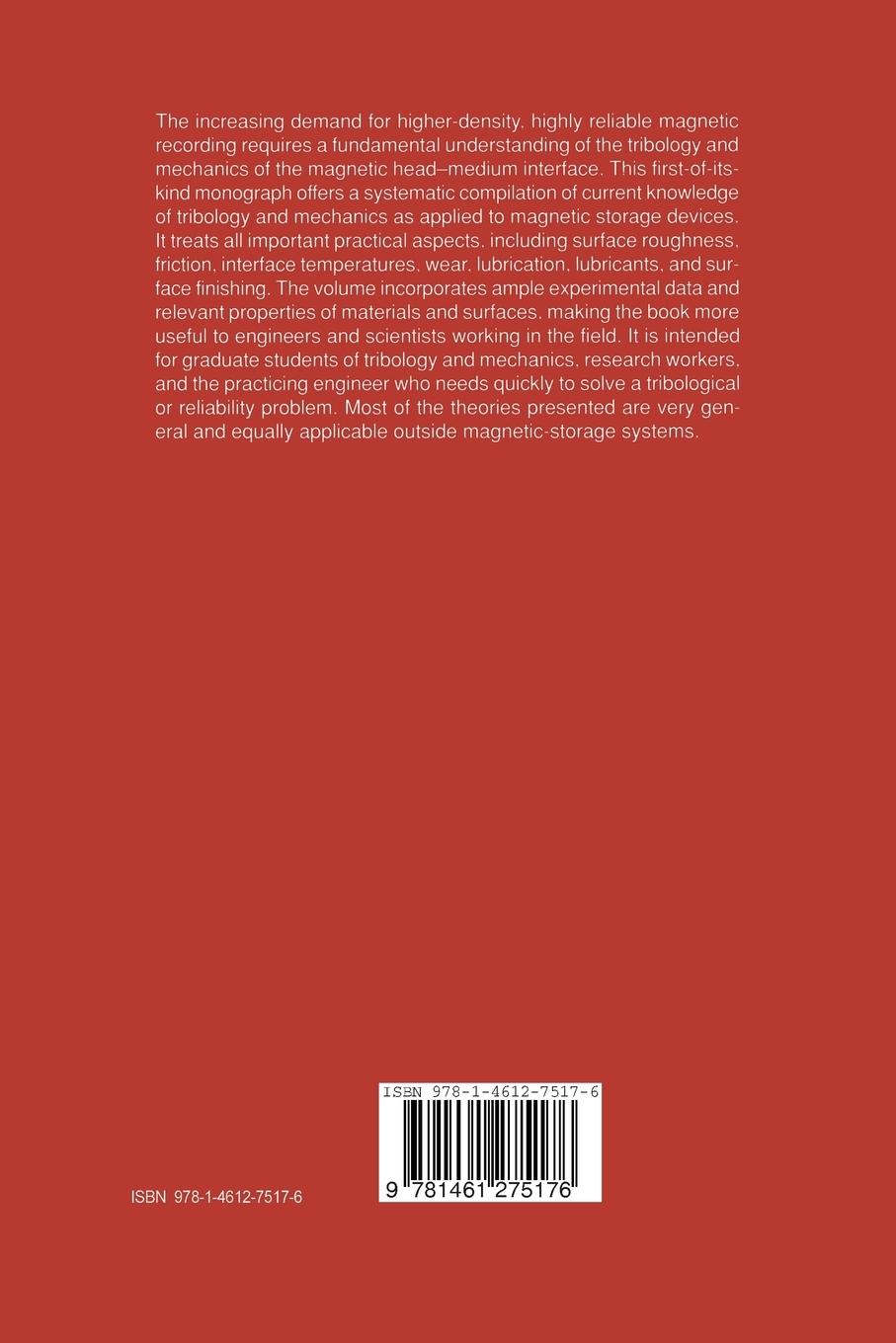 Rückseitencover Tribology and Mechanics of Magnetic Storage Devices