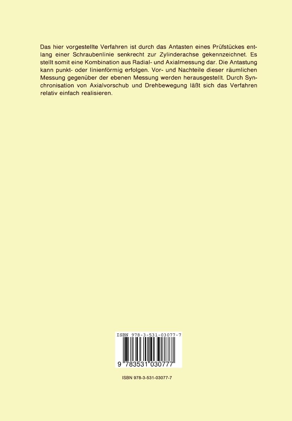 Rückseitencover Messung der Zylinderformabweichung durch Abtastung der Mantellinie entlang einer Schraubenlinie