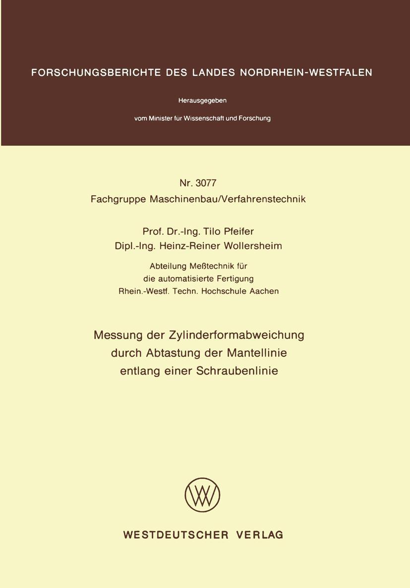 Vorderes Coverbild Messung der Zylinderformabweichung durch Abtastung der Mantellinie entlang einer Schraubenlinie