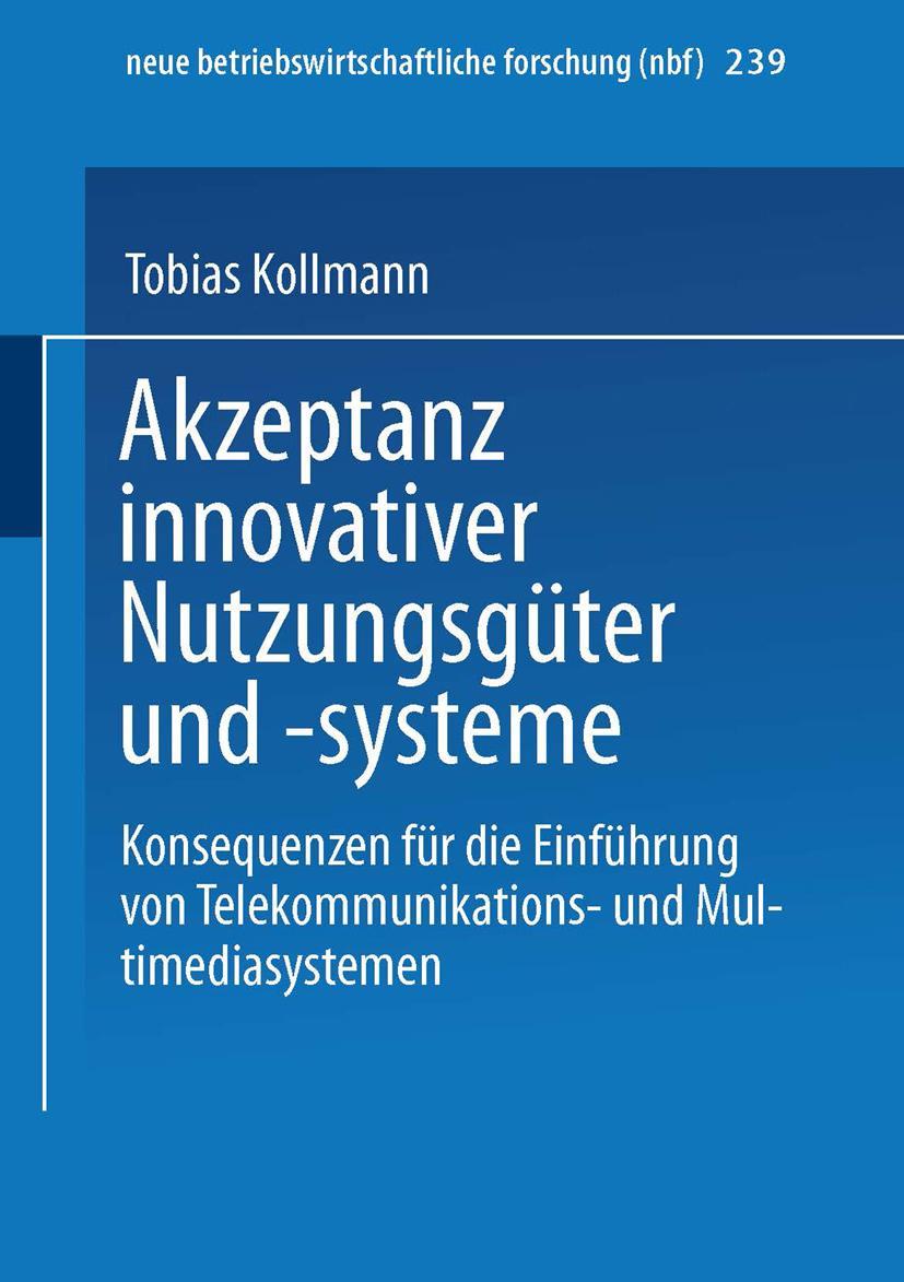 Vorderes Coverbild Akzeptanz innovativer Nutzungsgüter und -systeme