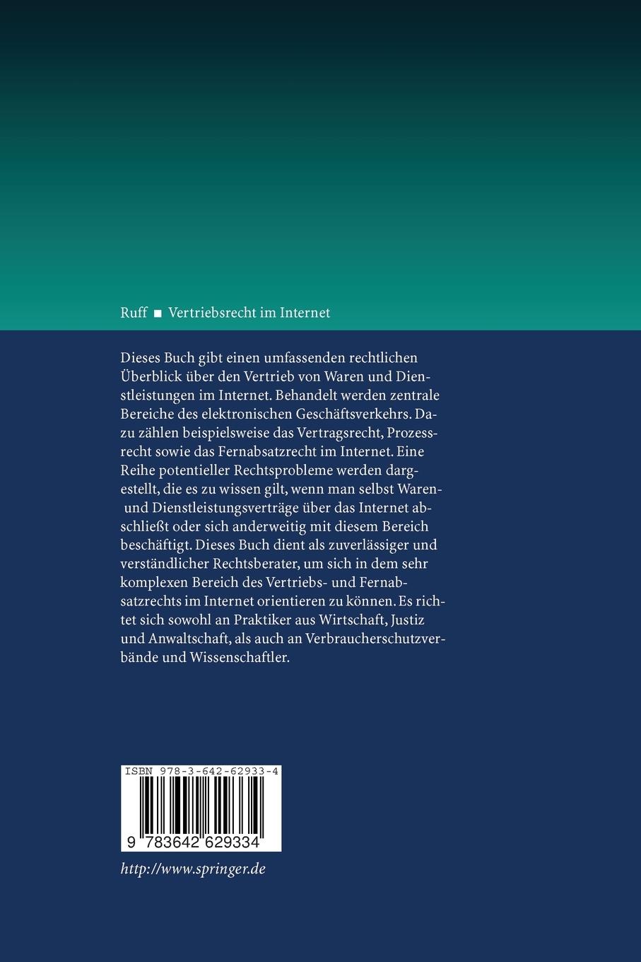 Rückseitencover Vertriebsrecht im Internet