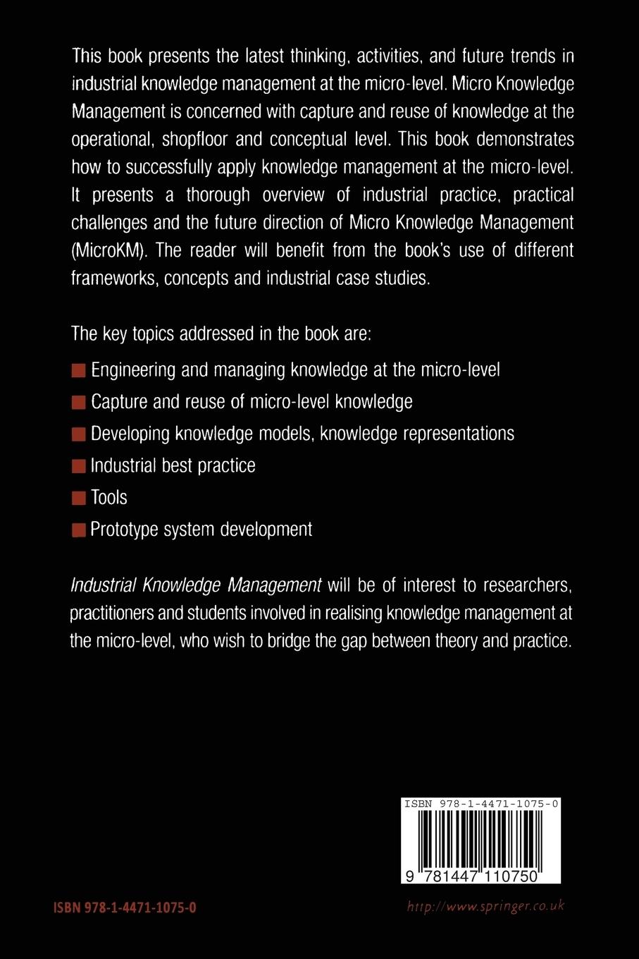 Rückseitencover Industrial Knowledge Management