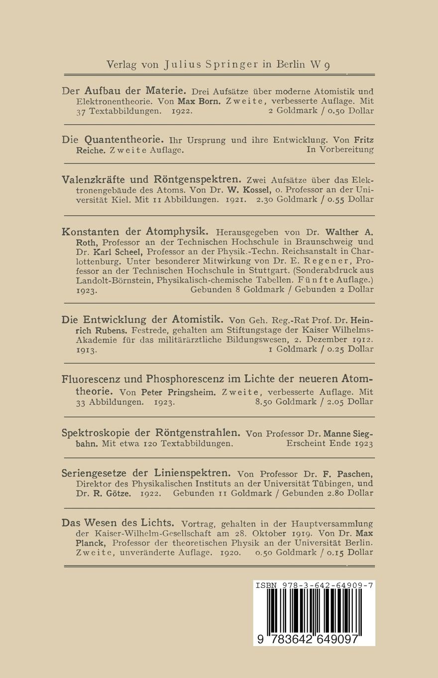 Rückseitencover Über den Bau der Atome