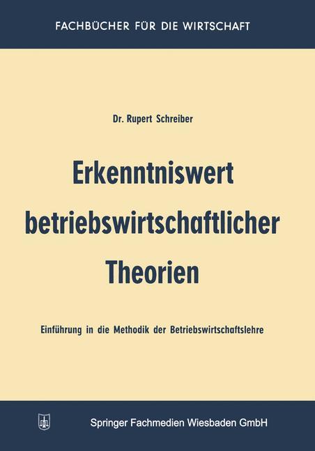 Vorderes Coverbild Erkenntniswert betriebswirtschaftlicher Theorien