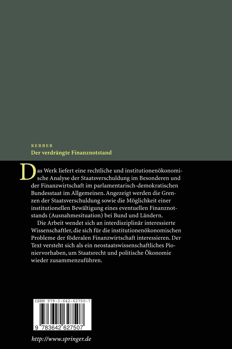 Rückseitencover Der verdrängte Finanznotstand