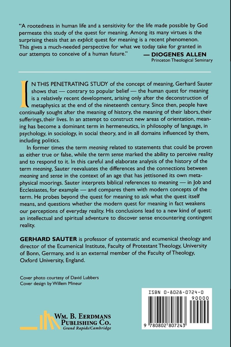 Rückseitencover The Question of Meaning