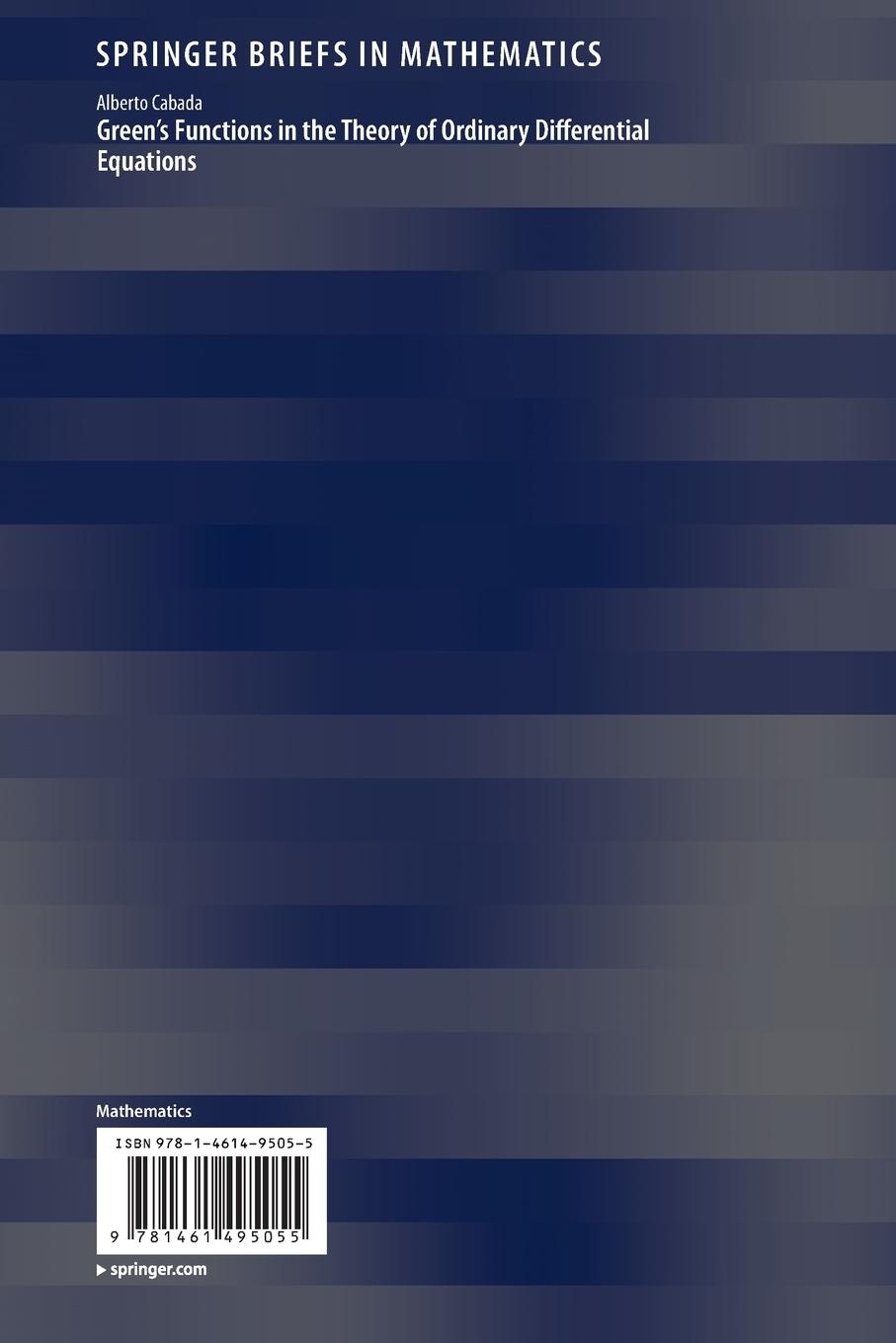Rückseitencover Green's Functions in the Theory of Ordinary Differential Equations