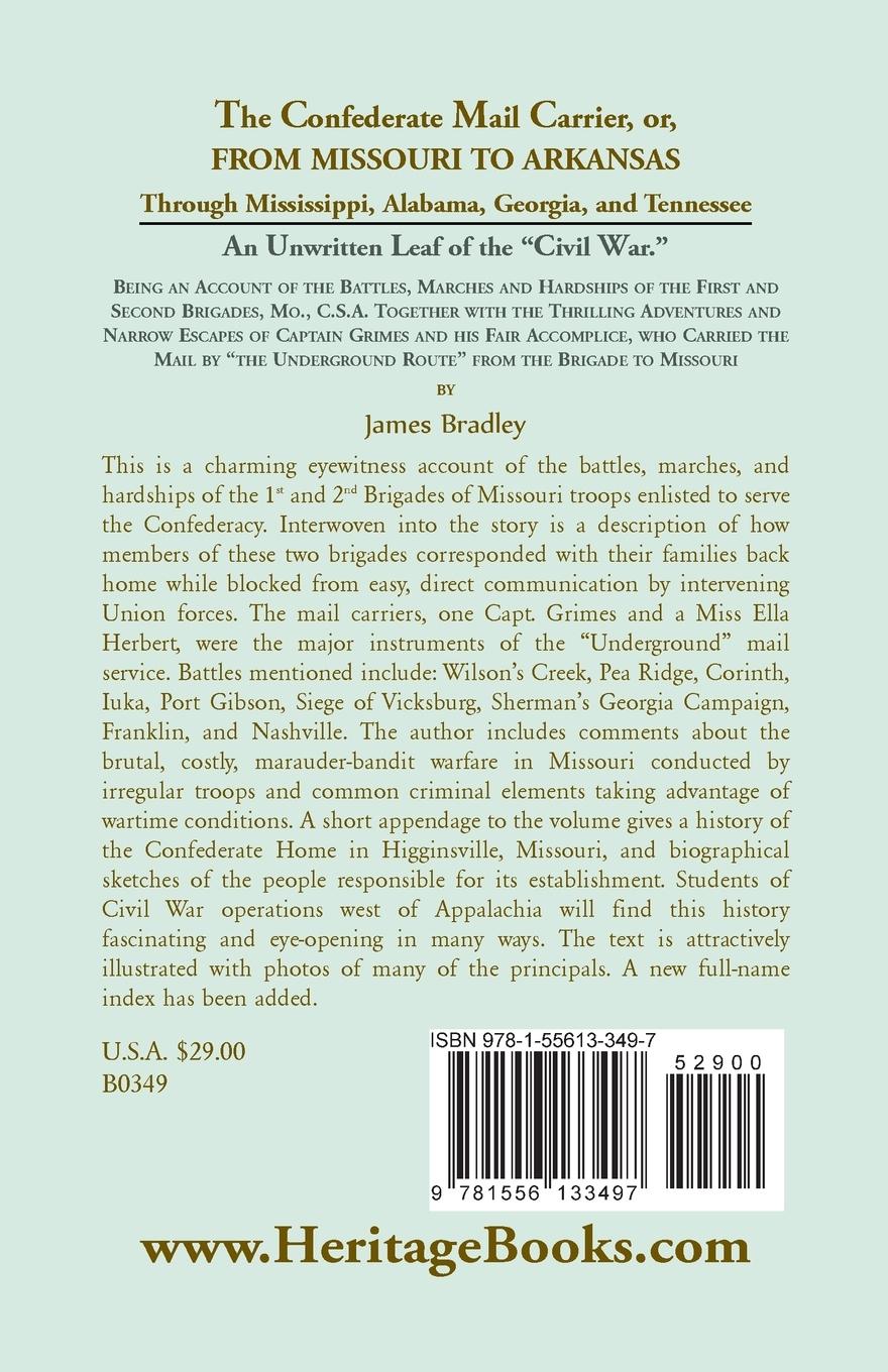 Rückseitencover The Confederate Mail Carrier, or From Missouri to Arkansas through Mississippi, Alabama, Georgia, and Tennessee