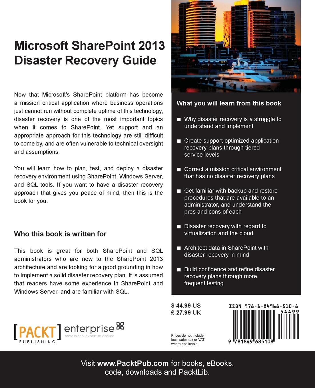 Rückseitencover Microsoft Sharepoint 2013 Disaster Recovery