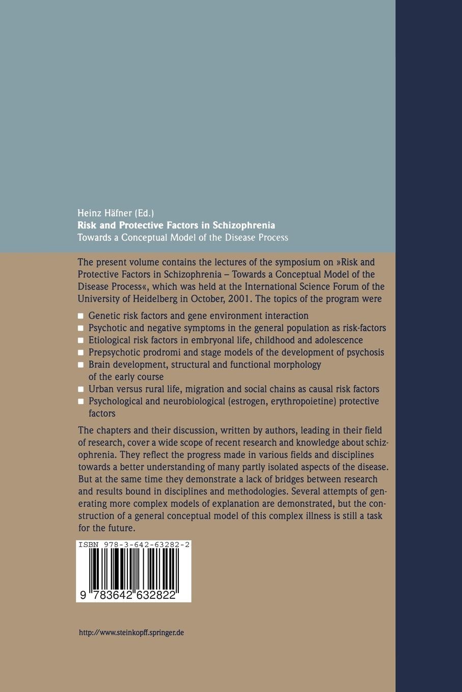 Rückseitencover Risk and Protective Factors in Schizophrenia