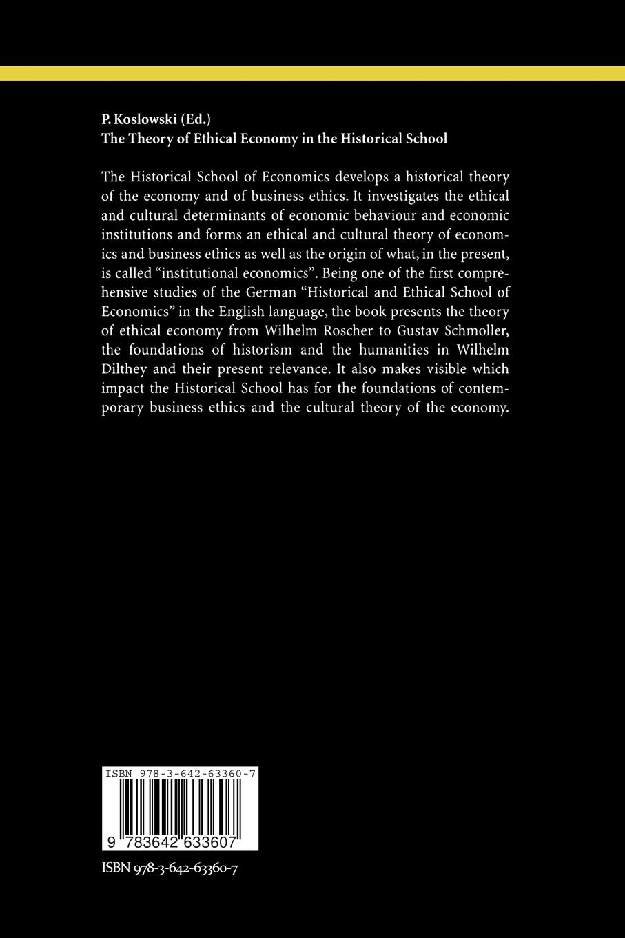 Rückseitencover The Theory of Ethical Economy in the Historical School