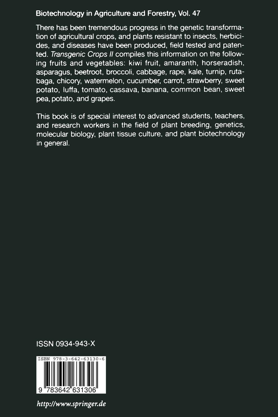 Rückseitencover Transgenic Crops II