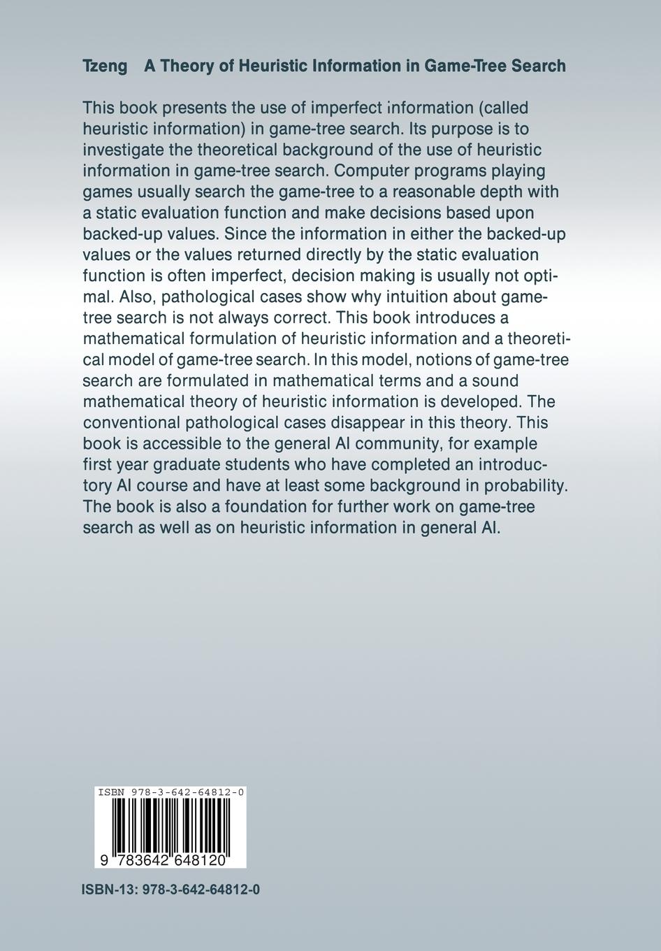 Rückseitencover A Theory of Heuristic Information in Game-Tree Search