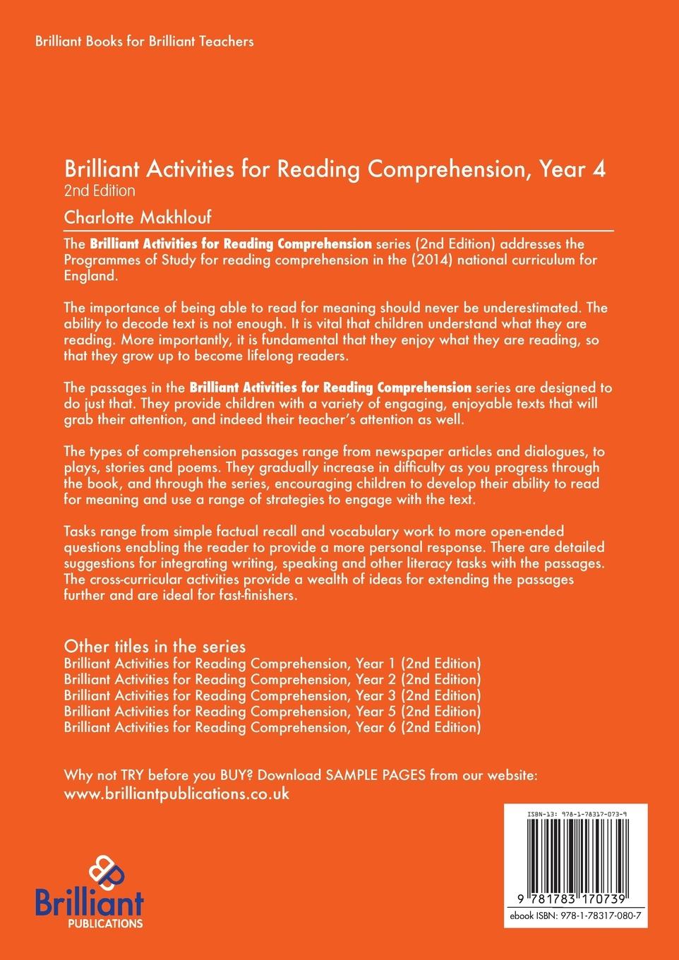 Rückseitencover Brilliant Activities for Reading Comprehension, Year 4 (2nd Edition)