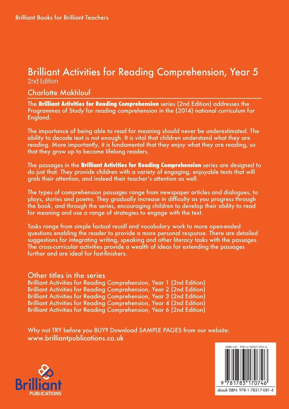 Rückseitencover Brilliant Activities for Reading Comprehension, Year 5 (2nd Edition)