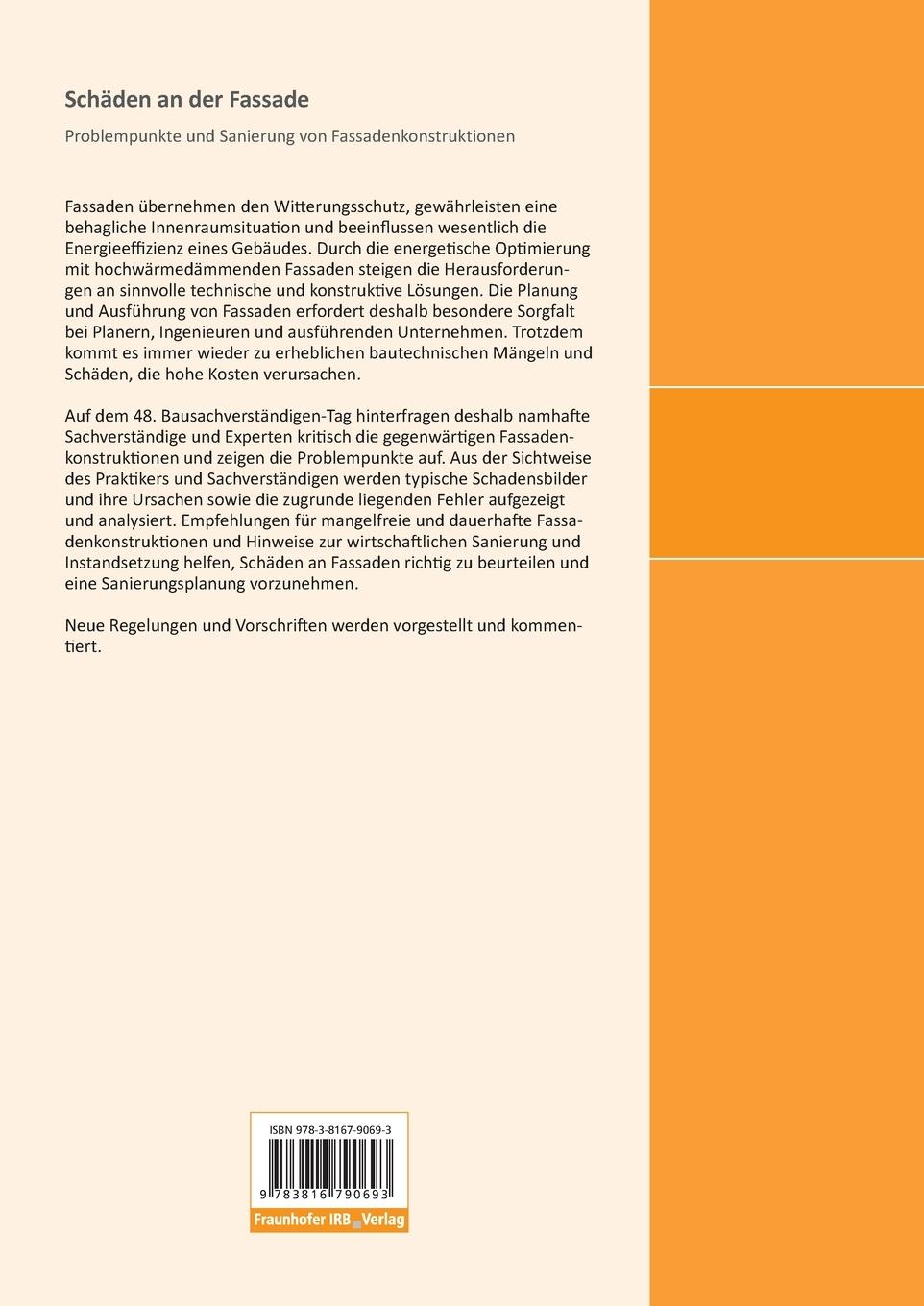 Rückseitencover Schäden an der Fassade. Problempunkte und Sanierung von Fassadenkonstruktionen.