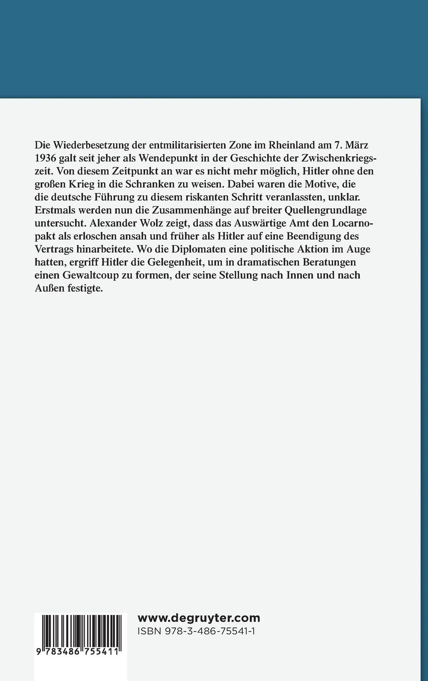 Rückseitencover Die Rheinlandkrise 1936