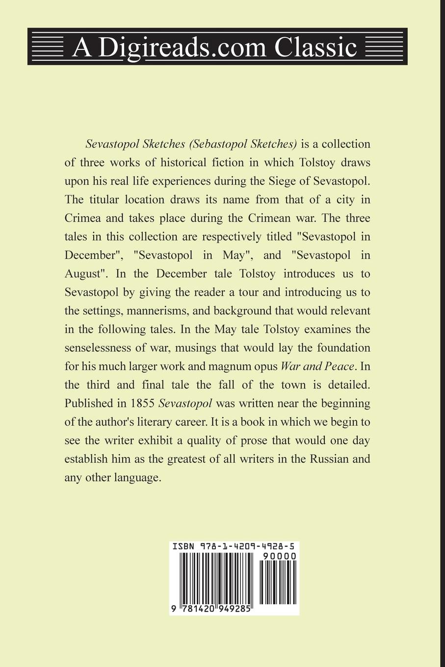 Rückseitencover Sevastopol Sketches (Sebastopol Sketches)