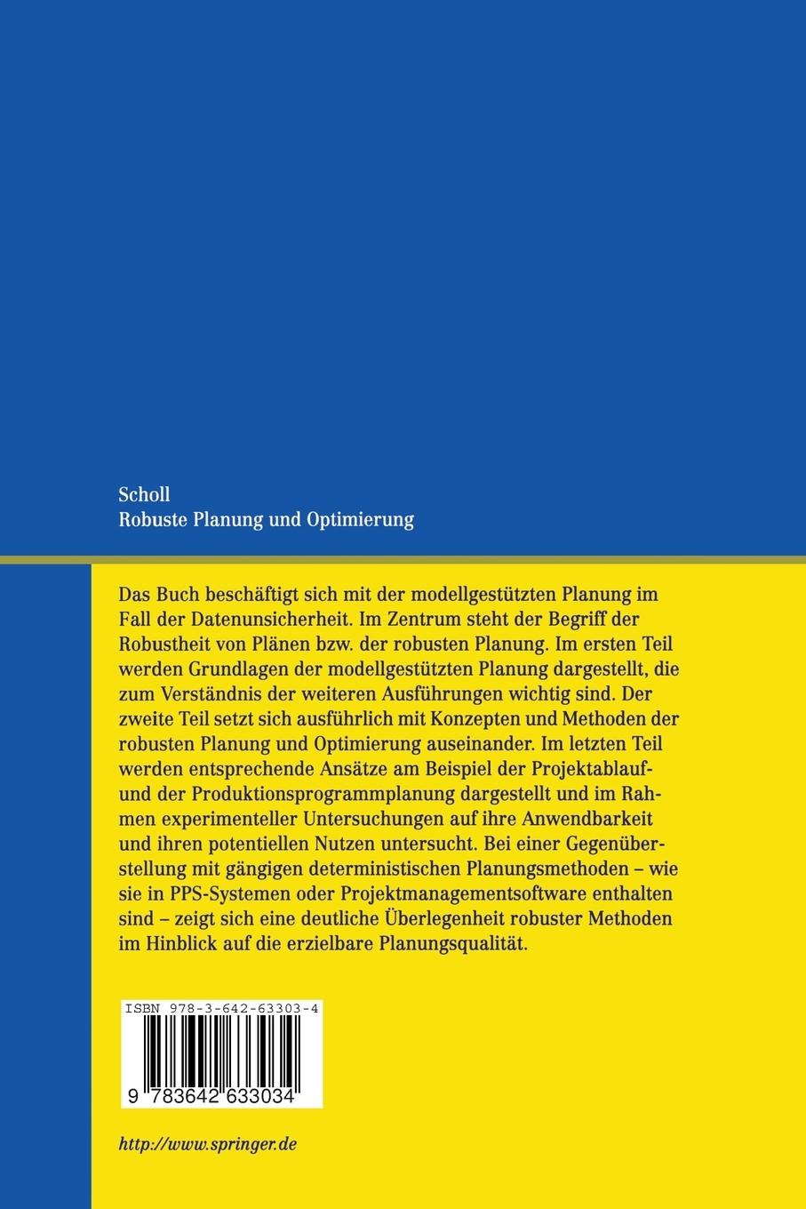 Rückseitencover Robuste Planung und Optimierung