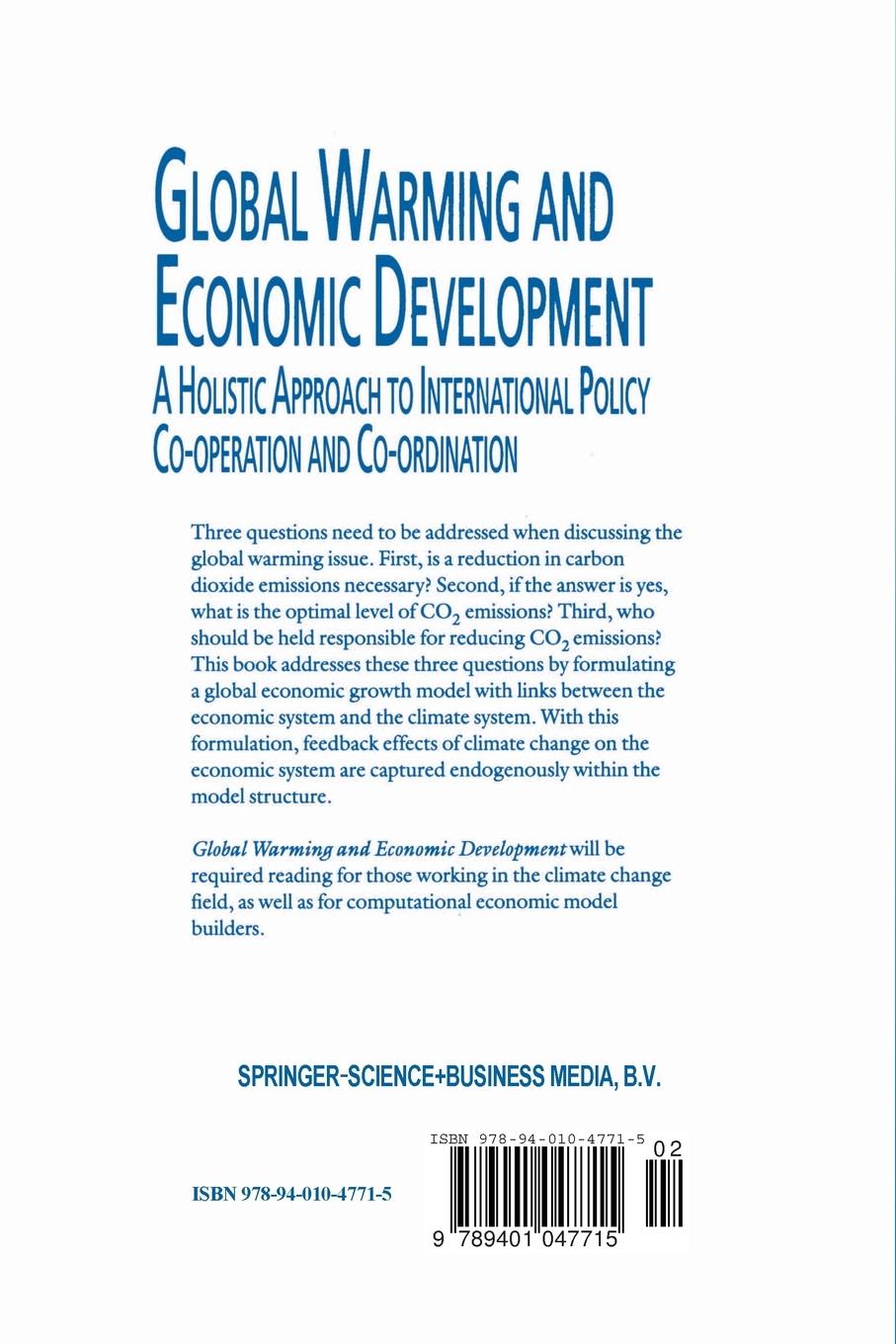 Rückseitencover Global Warming and Economic Development