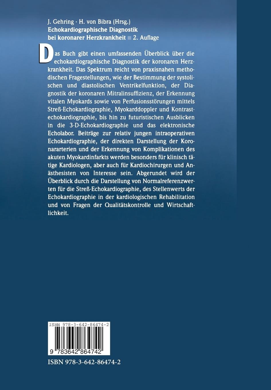 Rückseitencover Echokardiographische Diagnostik bei koronarer Herzkrankheit