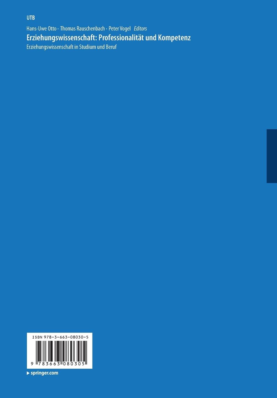 Rückseitencover Erziehungswissenschaft: Professionalität und Kompetenz