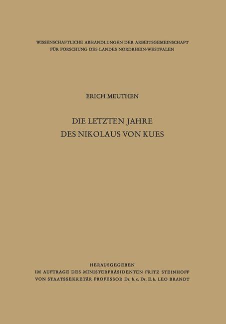 Vorderes Coverbild Die letzten Jahre des Nikolaus von Kues