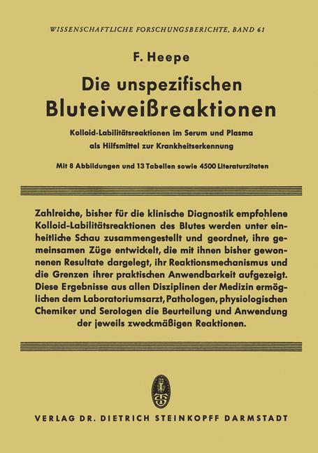 Vorderes Coverbild Die unspezifischen Bluteiweissreaktionen