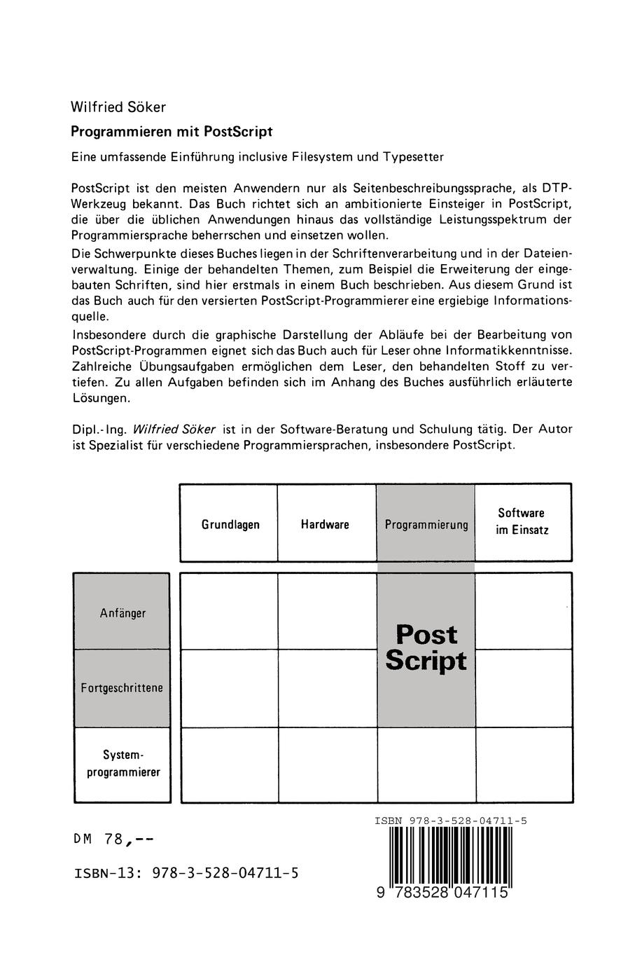 Rückseitencover Programmieren mit PostScript