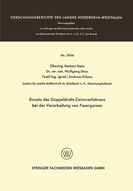 Vorderes Coverbild Einsatz des Doppeldraht-Zwirnverfahrens bei der Verarbeitung von Fasergarnen