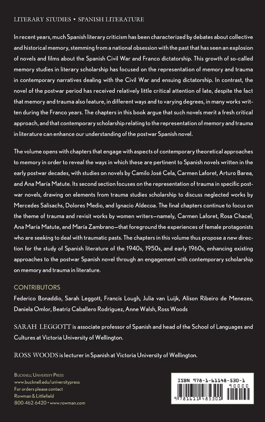 Rückseitencover Memory and Trauma in the Postwar Spanish Novel