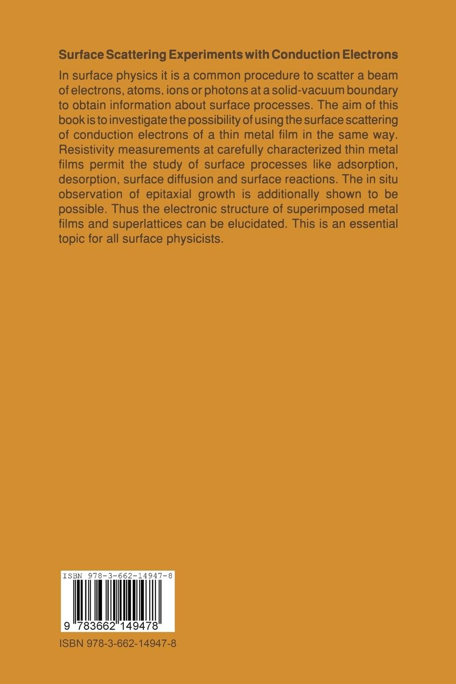 Rückseitencover Surface Scattering Experiments with Conduction Electrons