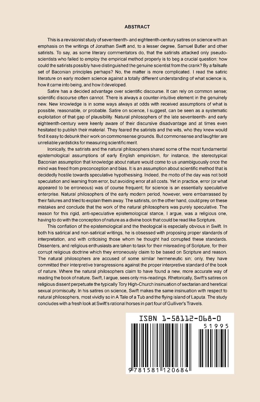 Rückseitencover The Spectacle of the Growth of Knowledge and Swift's Satires on Science