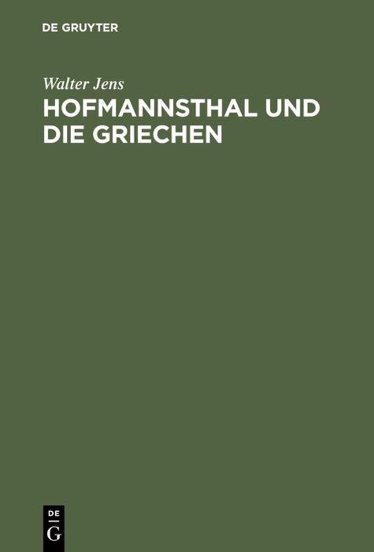 Vorderes Coverbild Hofmannsthal und die Griechen