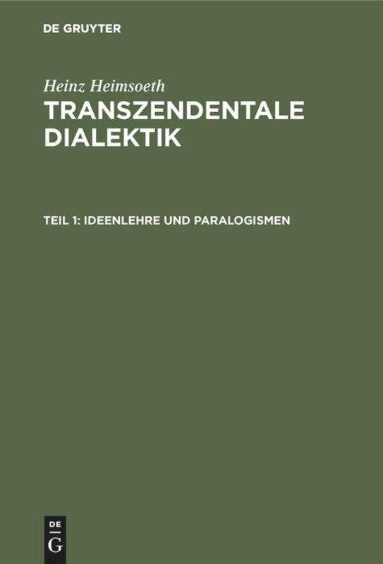 Vorderes Coverbild Ideenlehre und Paralogismen