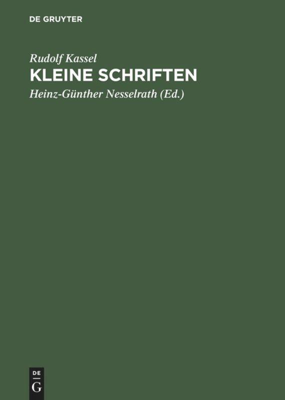 Vorderes Coverbild Kleine Schriften